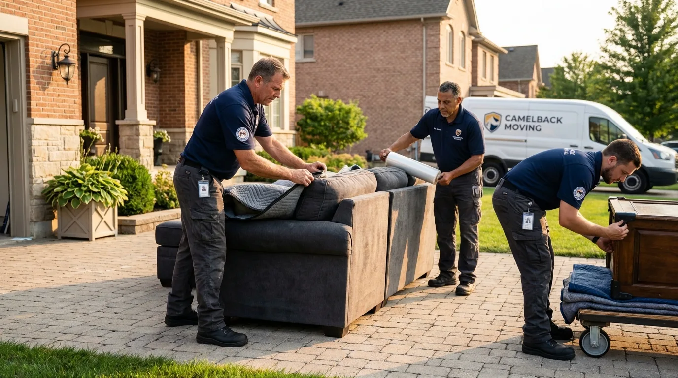 Large estate moving crew wrapping furniture in Collinsville, VA